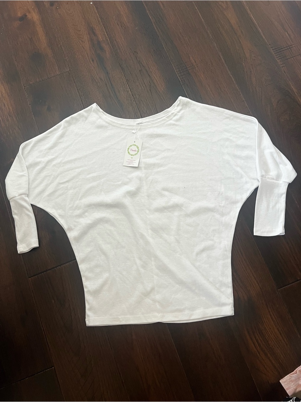 White Women's Dolman Sleeve Top - 3/4 Sleeve